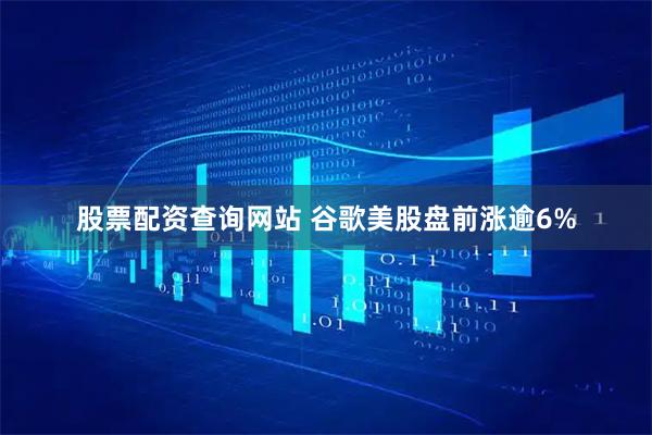 股票配资查询网站 谷歌美股盘前涨逾6%